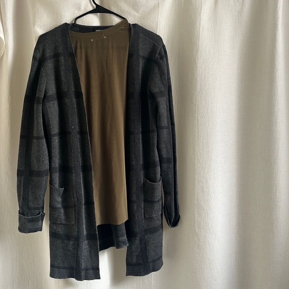 Grey and black long cardigan